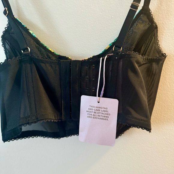 Festival Rave Savage X Fenty Corset Top BLACK CAVIAR CHAINED IN LACE EMBROIDERY - Picture 4 of 7